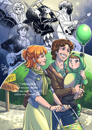 2 people halfbody fullcolors + 4 people halfbody ink (toddler not counted) = 150€